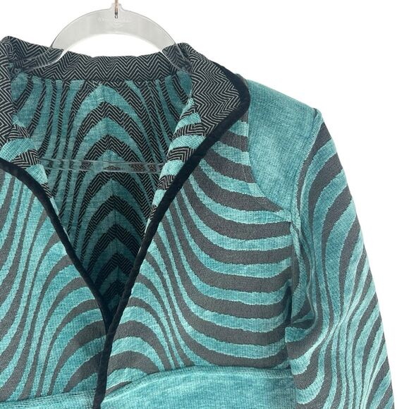 Khangura Jacket Womens Large Blue Tapestry Reversible Animal Print Art to Wear - Picture 8 of 16